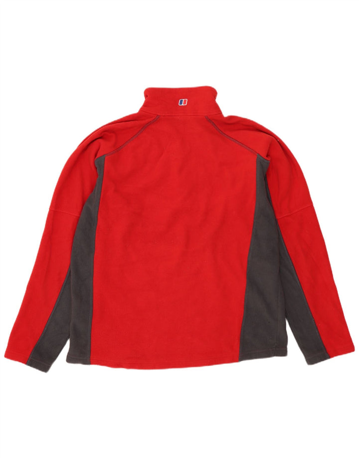 Maglione in pile da uomo Berghaus con zip e collo in poliestere color block rosso medio