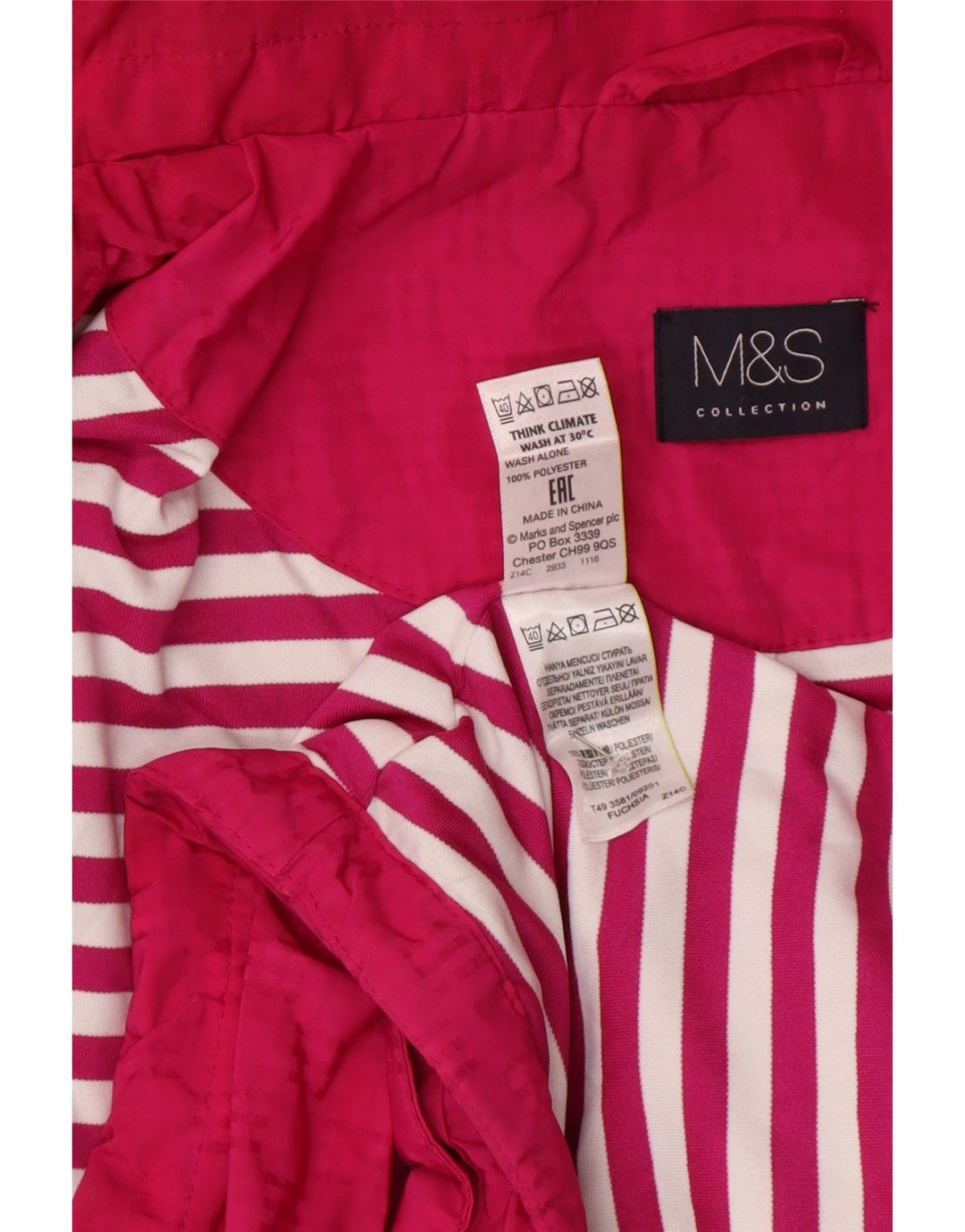 Giacca antipioggia con cappuccio da donna Marks & Spencer UK 18 XL poliestere rosa