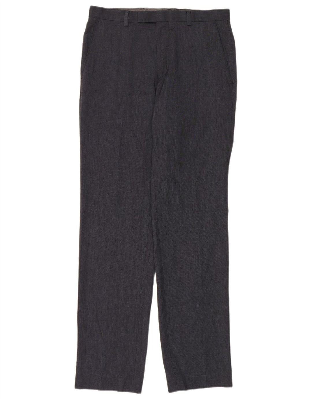 Pantaloni da abito dritti da uomo Marks & Spencer W30 L33 poliestere blu navy