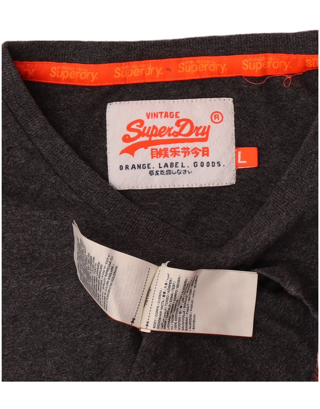 T-shirt da uomo Superdry Top grande in cotone chiazzato grigio