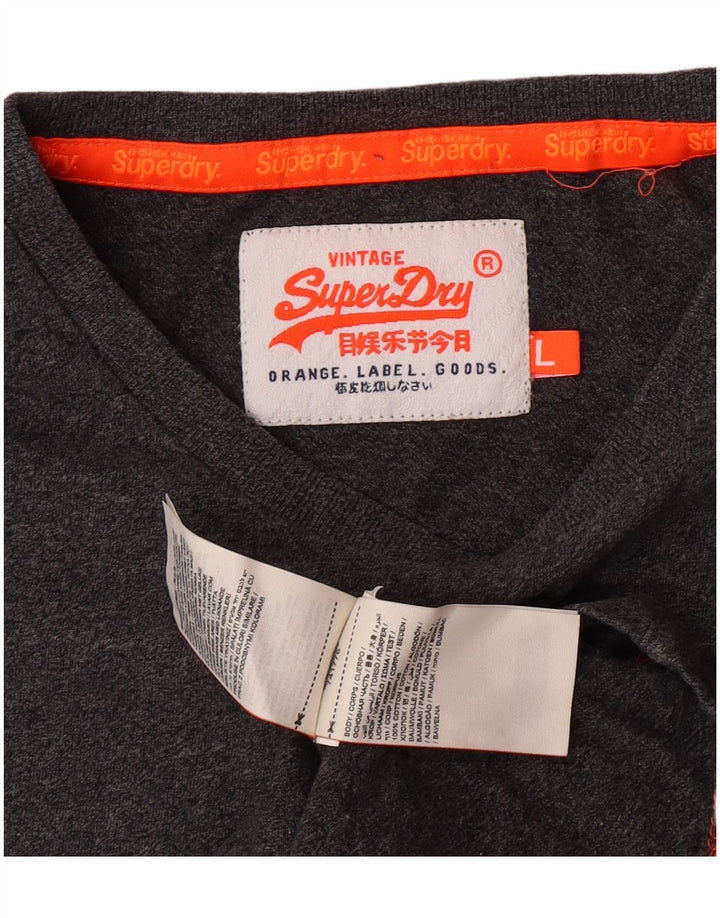 T-shirt da uomo Superdry Top grande in cotone chiazzato grigio
