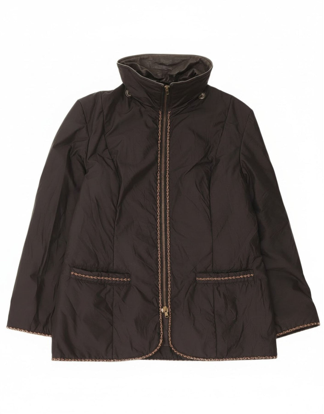 Giacca a vento vintage da donna IT 48 XL poliestere nero
