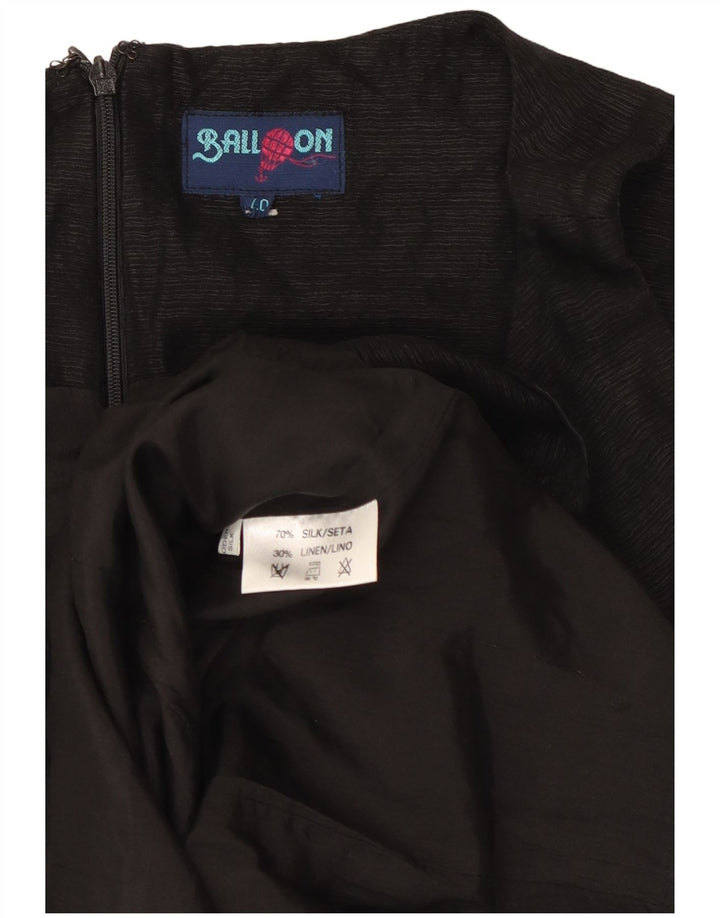 Abito Tubino Senza Maniche Donna Balloon IT 40 Small Nero In Seta