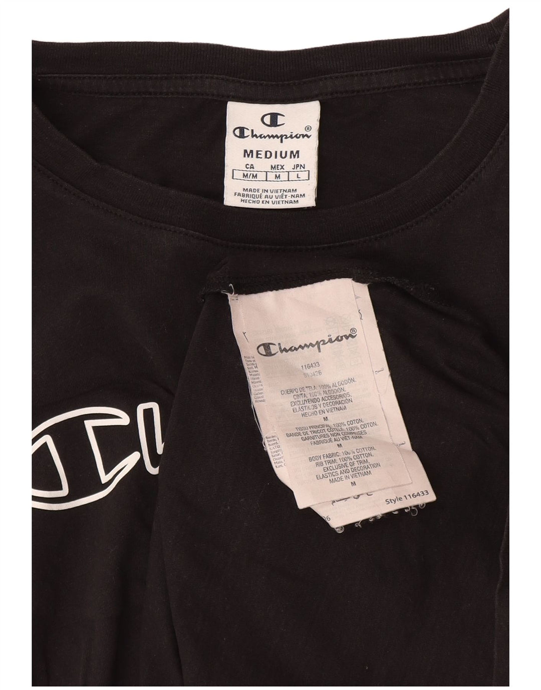 T-shirt grafica da donna Champion Top UK 14 cotone nero medio