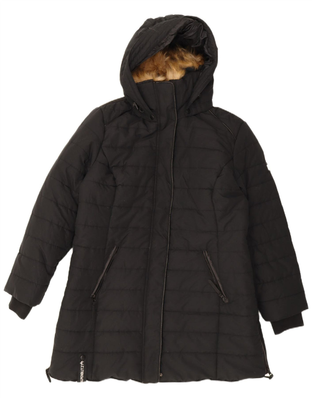 Cappotto imbottito con cappuccio da donna Alpenblitz UK 22 2XL poliestere nero