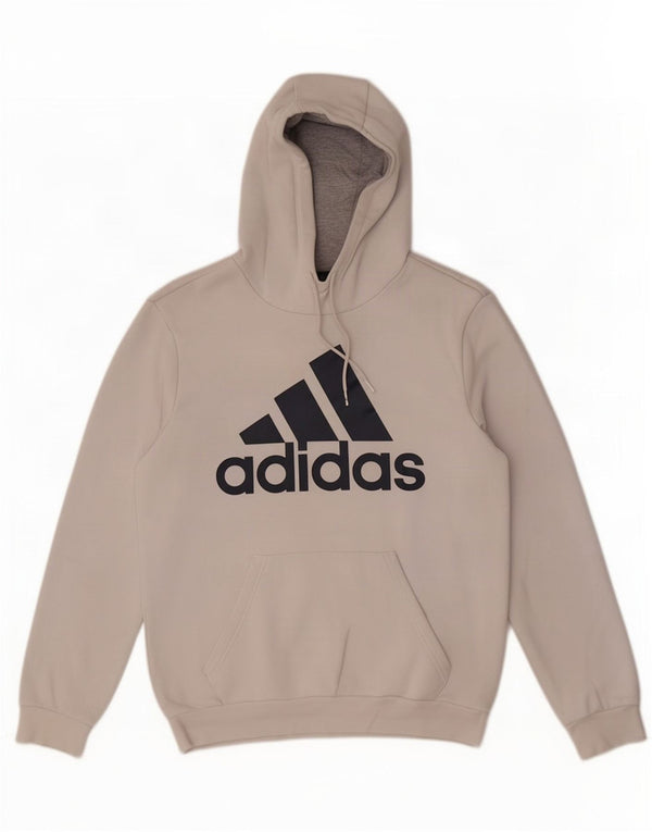 Felpa con cappuccio grafica da uomo Adidas UK 38/40 cotone bianco medio