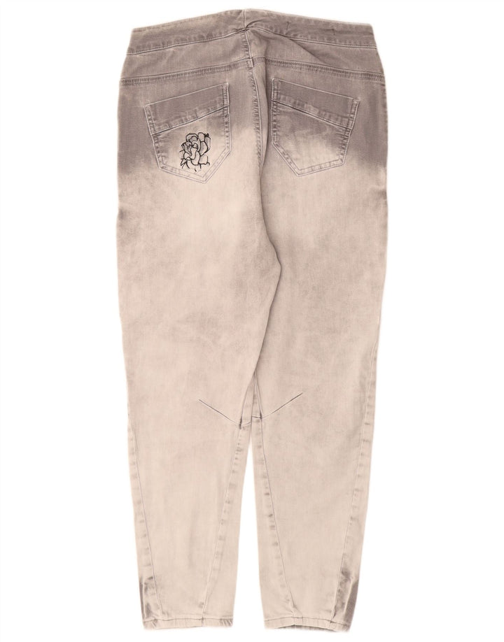 DESIGUAL Donna Crop Slim Jeans Grandi W34 L26 Grigio Tie Dye Cotone