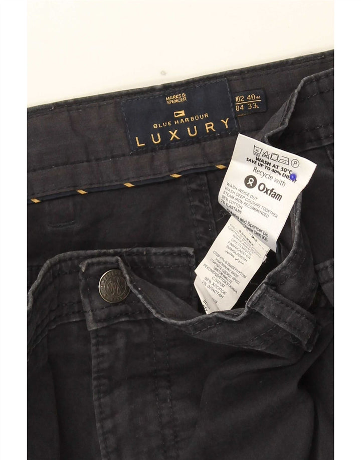Pantaloni casual dritti Marks & Spencer da uomo blu Harbour W40 L33 Navy