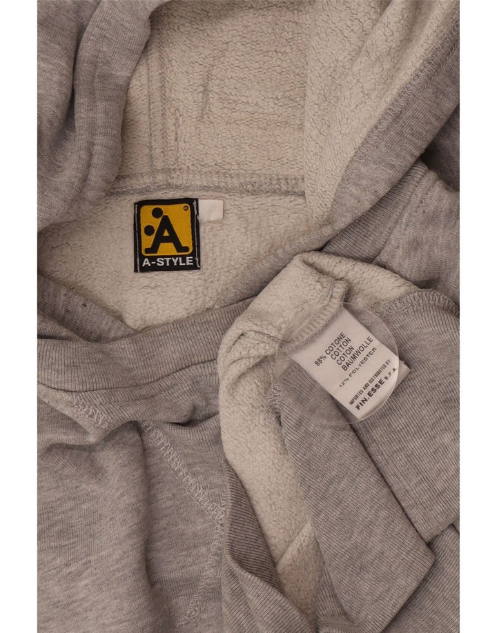 Maglione con cappuccio grafico da uomo A-Style in cotone chiazzato grigio medio