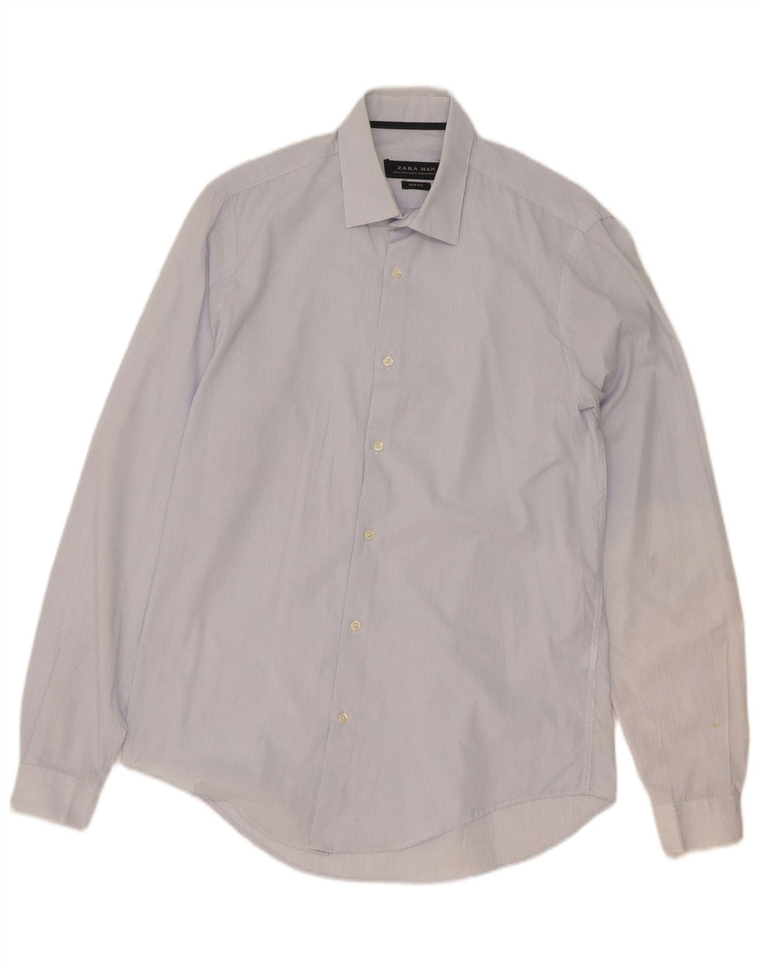 Camicia Zara da uomo slim fit in cotone gessato blu medio