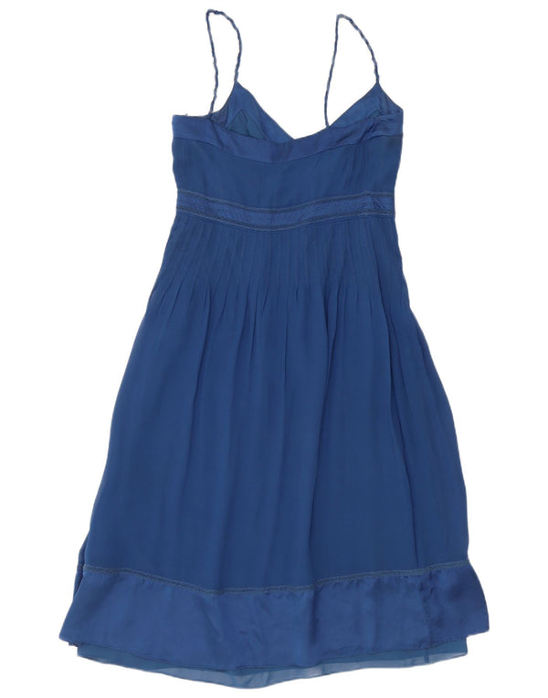 Vestito estivo da donna Karen Millen UK 10 piccolo in seta blu navy
