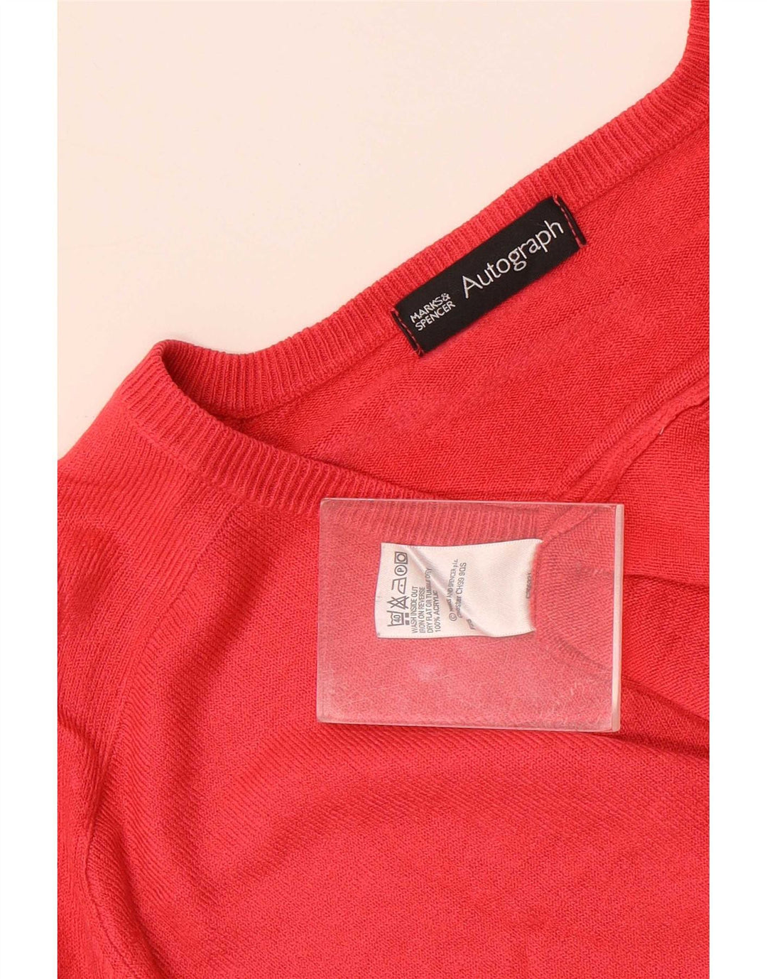 Marks & Spencer Maglione da uomo con scollo a V autografo grande acrilico rosso