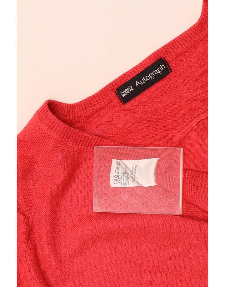 Marks & Spencer Maglione da uomo con scollo a V autografo grande acrilico rosso