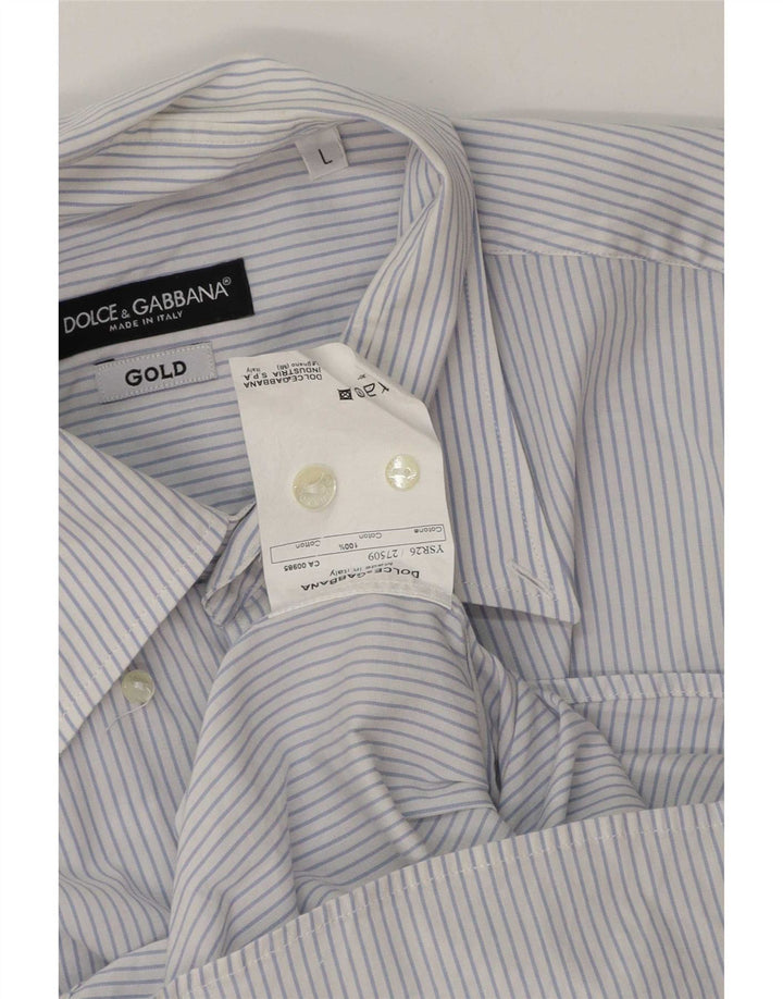 Camicia Uomo Dolce & Gabbana Grande Cotone Gessato Blu