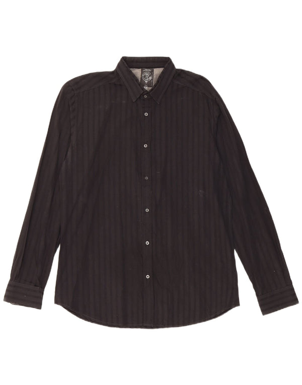 Camicia da uomo Diesel Large in cotone a righe nere
