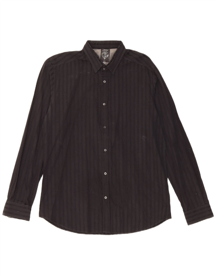 Camicia da uomo Diesel Large in cotone a righe nere