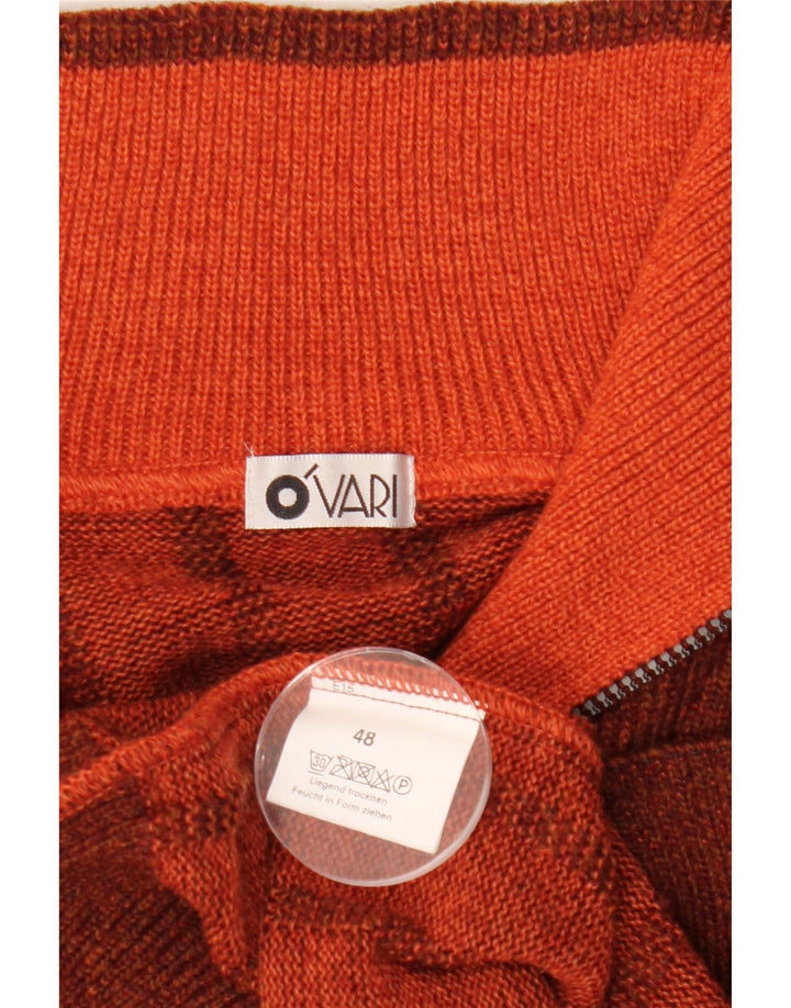 Maglione vintage da uomo con zip e collo IT 48 Acrilico marrone medio