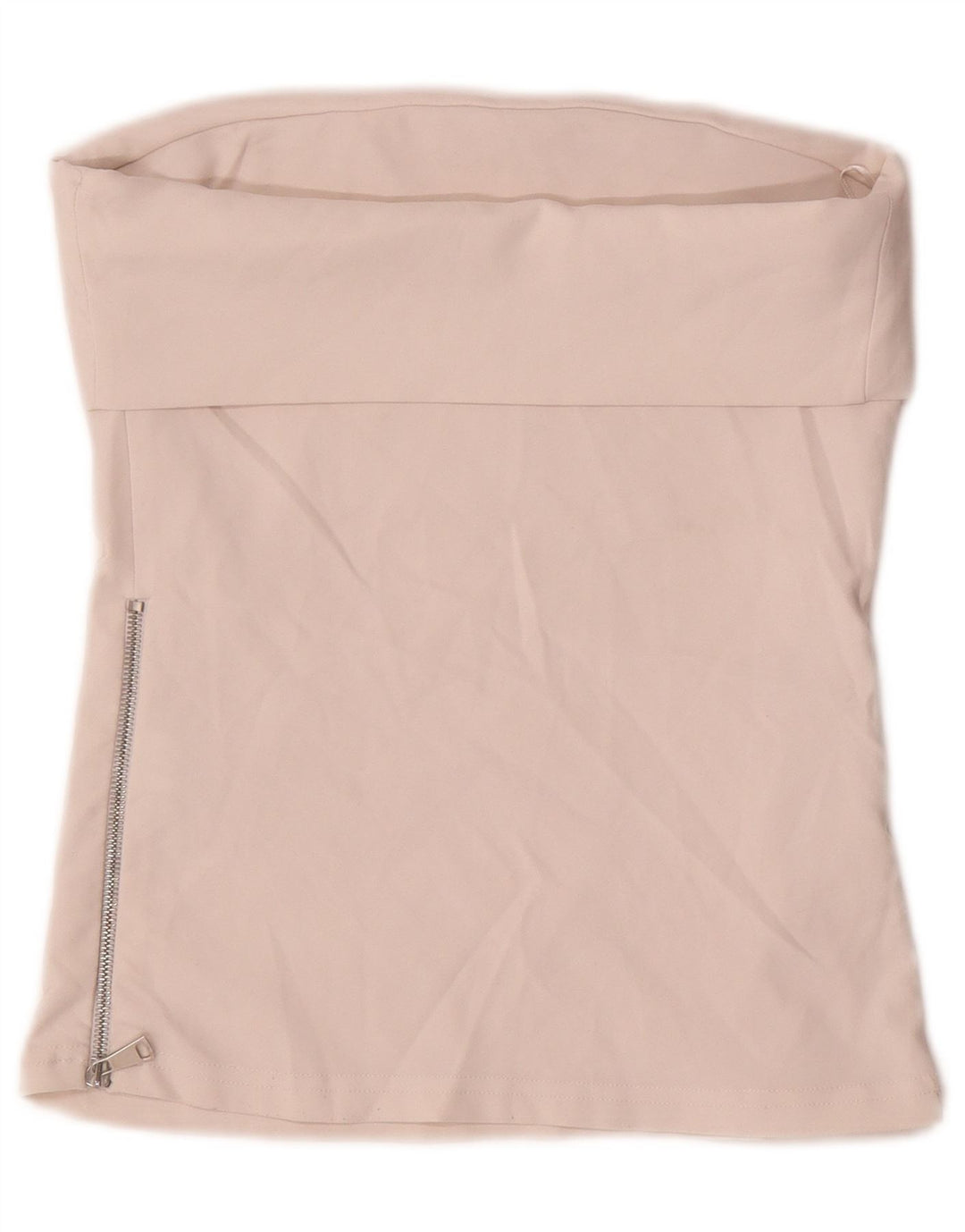 Top corto senza spalline da donna Zara UK 12 Poliestere beige medio