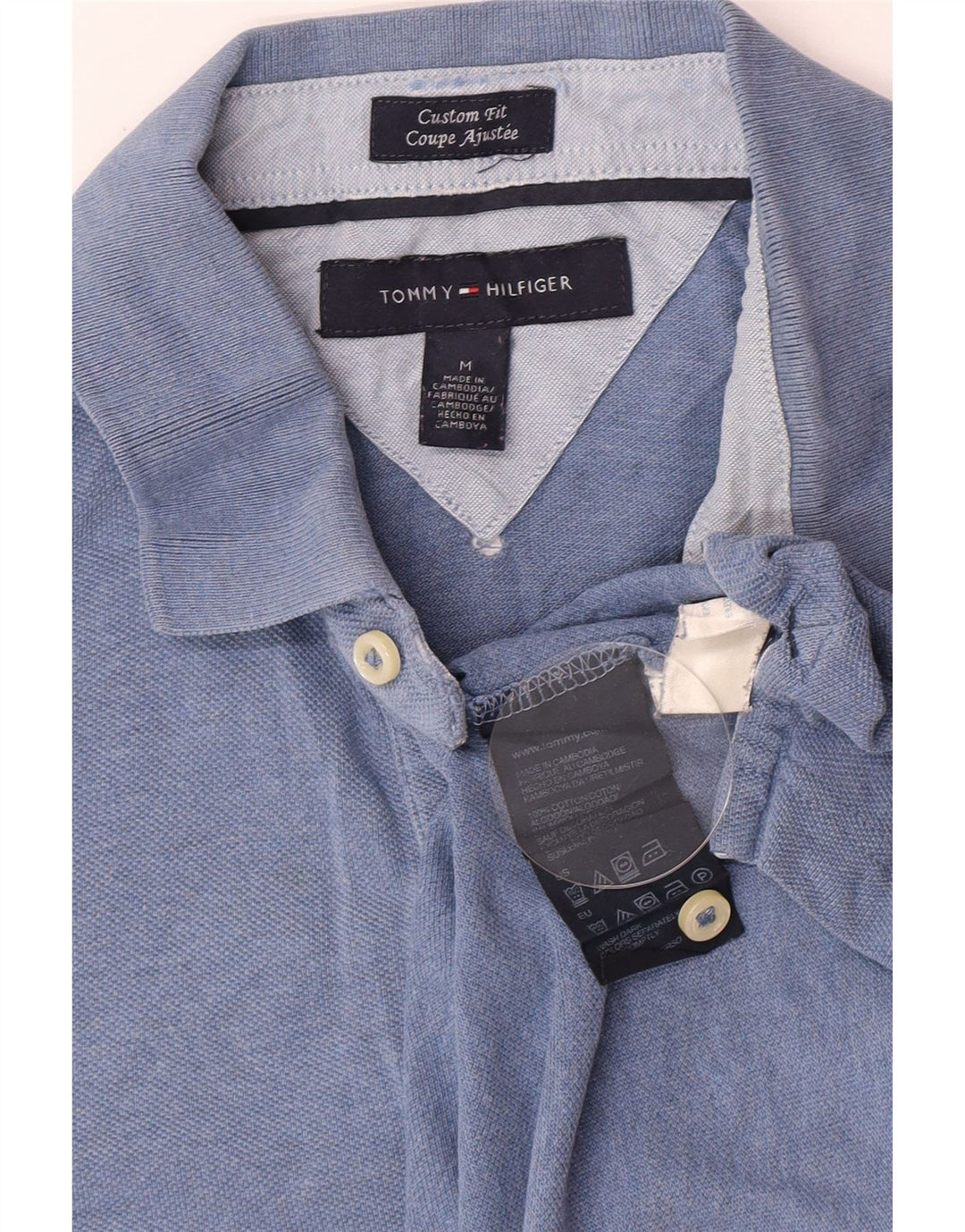 Polo da uomo Custom Fit Tommy Hilfiger in cotone blu medio