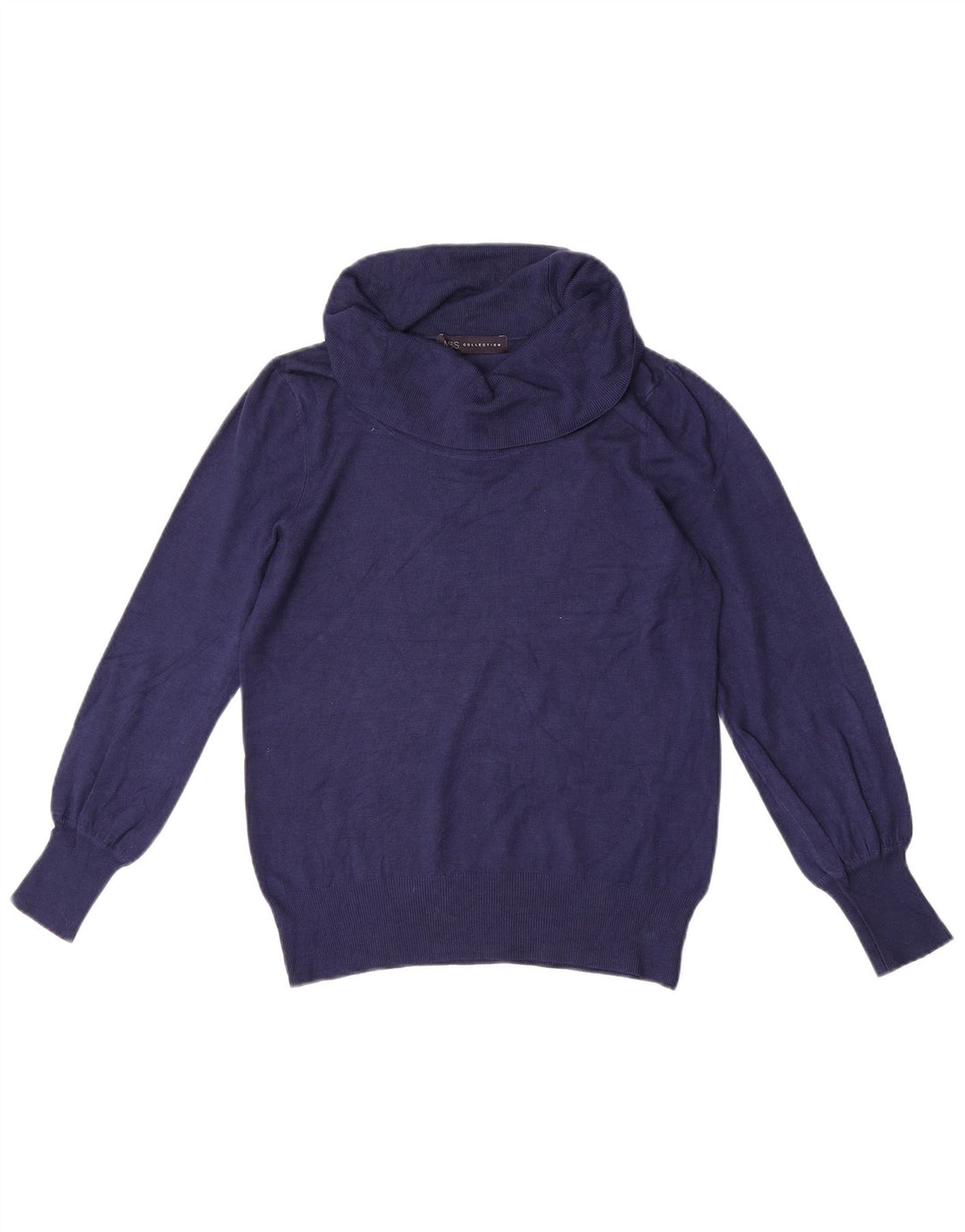 Maglione maglione a collo alto da donna Marks & Spencer UK 10 piccolo blu navy