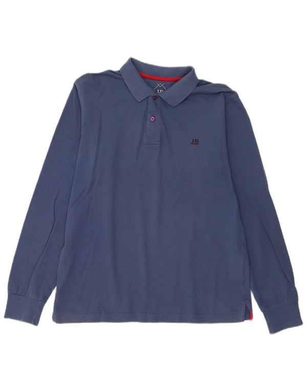 Polo da uomo a maniche lunghe Harmont & Blaine grande in cotone blu