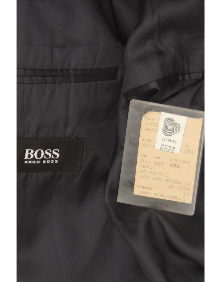 Giacca blazer da uomo a 3 bottoni Hugo Boss UK 36 piccola lana vergine blu navy
