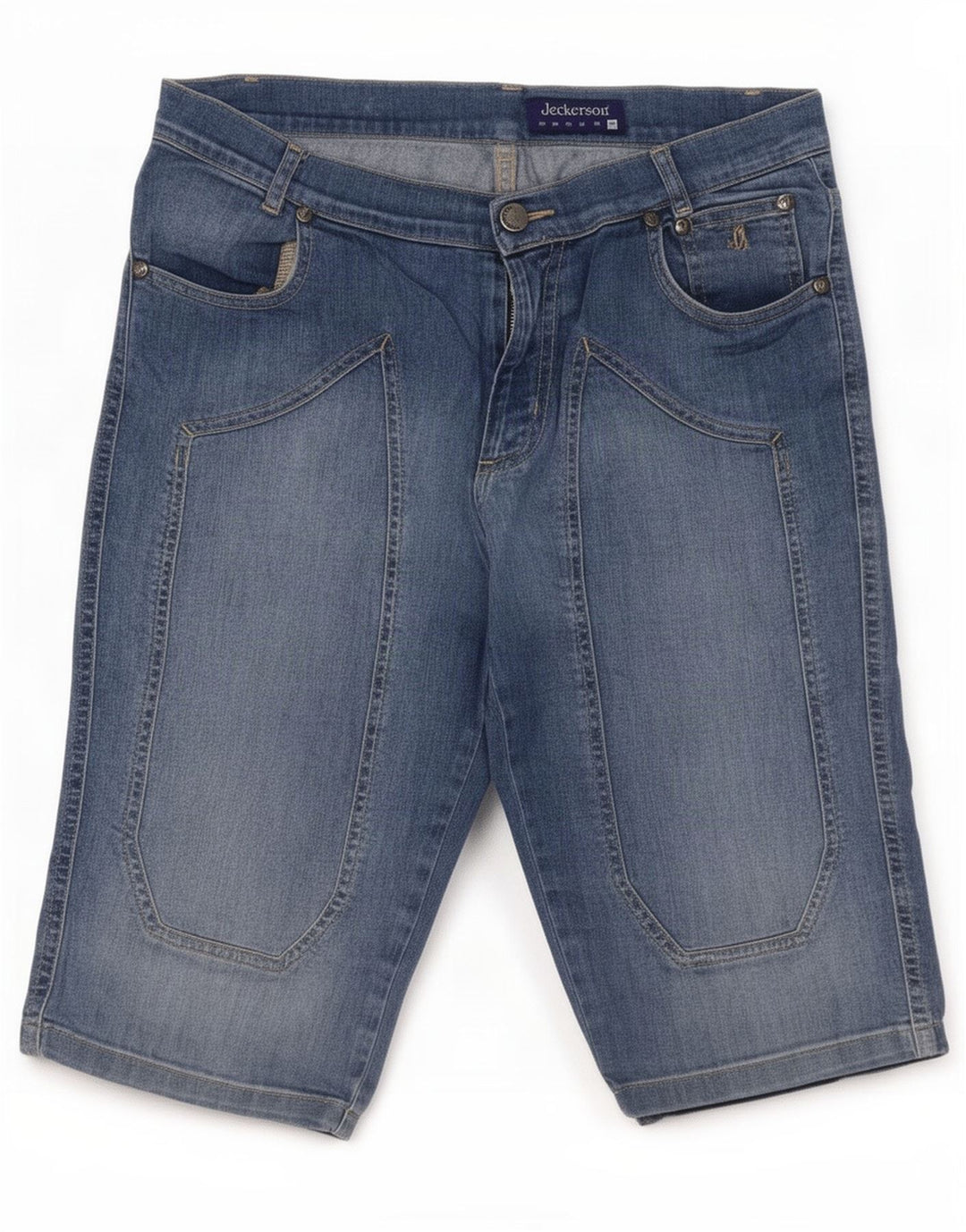 Pantaloncini di jeans Bermuda da donna Jeckerson medi W30 cotone blu