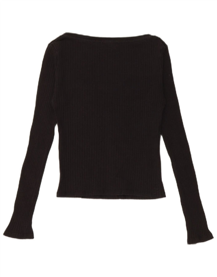 Top corto da donna Zara a maniche lunghe UK 8 piccolo in cotone nero