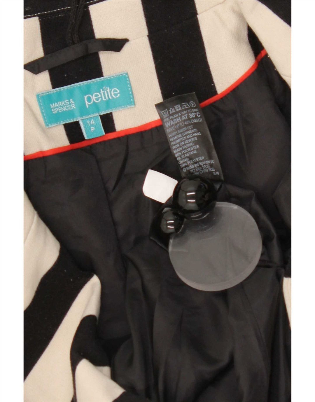 Giacca blazer corta da donna Marks & Spencer UK 14 media nera a righe