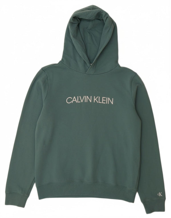 CALVIN KLEIN JEANS Maglione con cappuccio grafico da bambino 13-14 anni in cotone verde