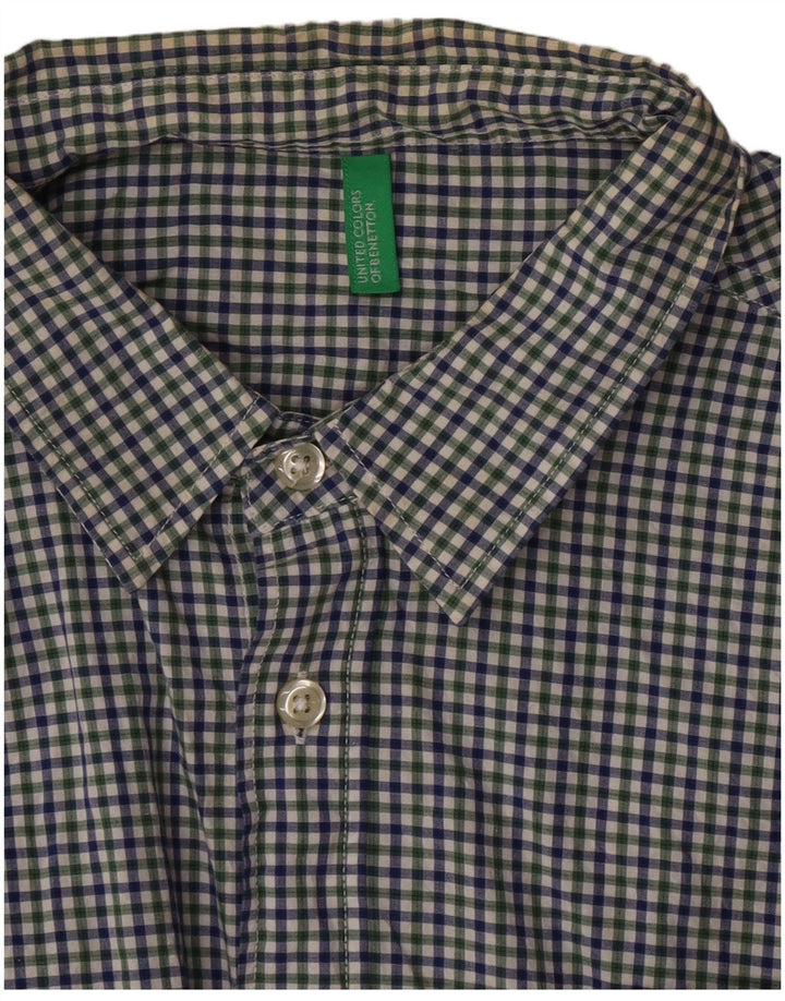 Camicia a maniche corte da uomo Benetton a quadretti medio multicolore