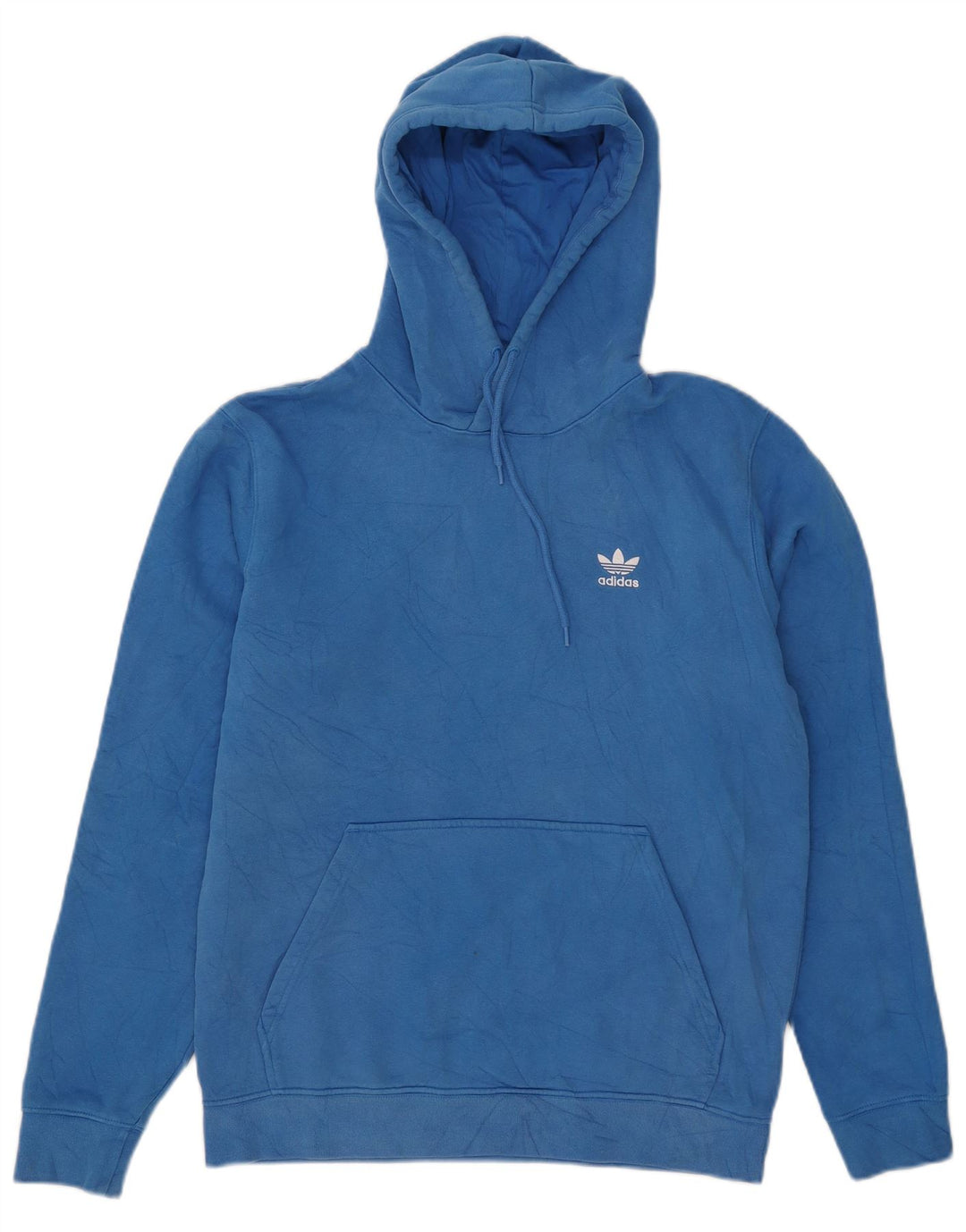 Felpa con cappuccio da uomo Adidas in cotone blu medio