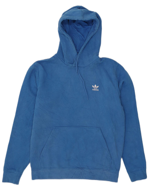 Felpa con cappuccio da uomo Adidas in cotone blu medio
