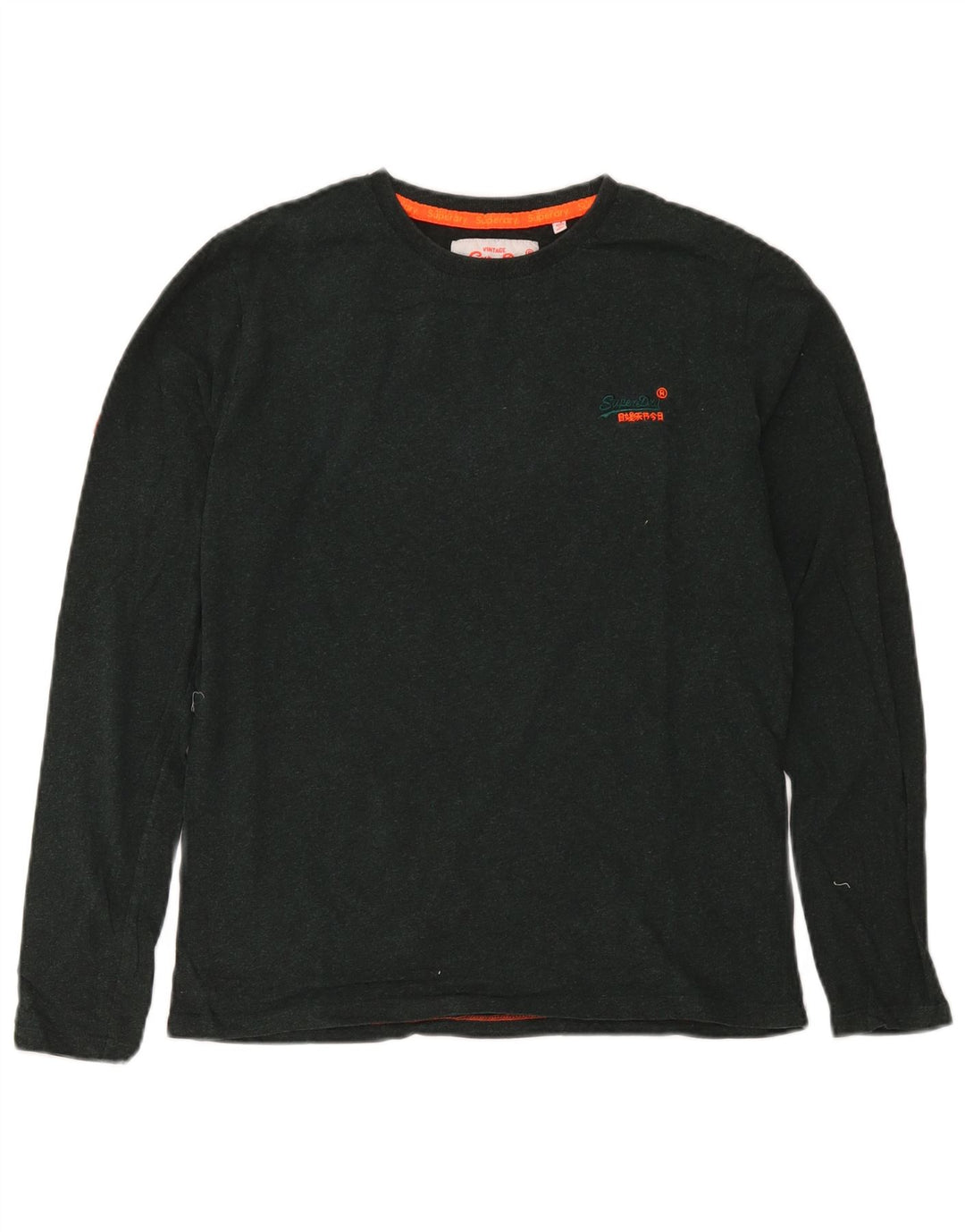 Top da uomo a maniche lunghe Superdry in cotone verde medio