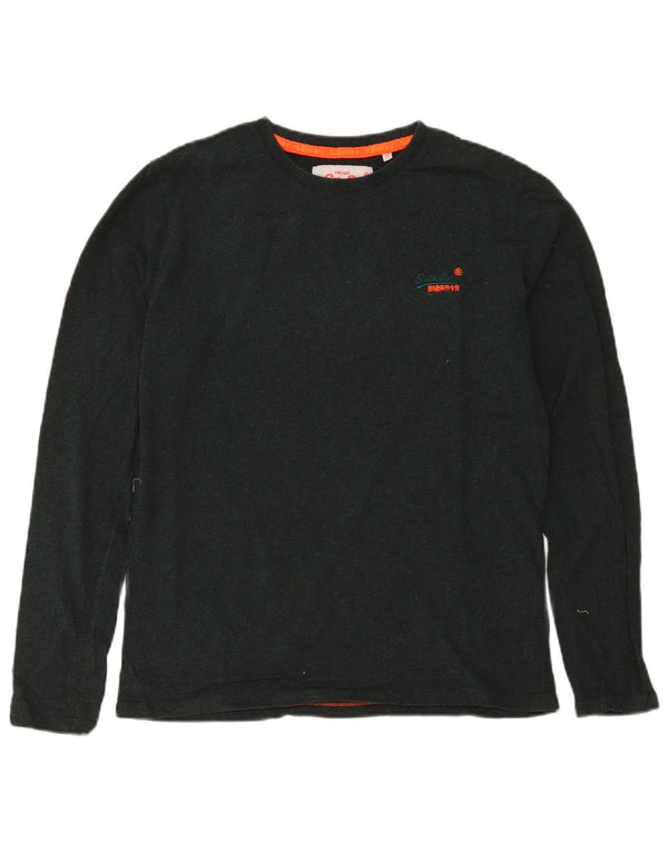 Top da uomo a maniche lunghe Superdry in cotone verde medio
