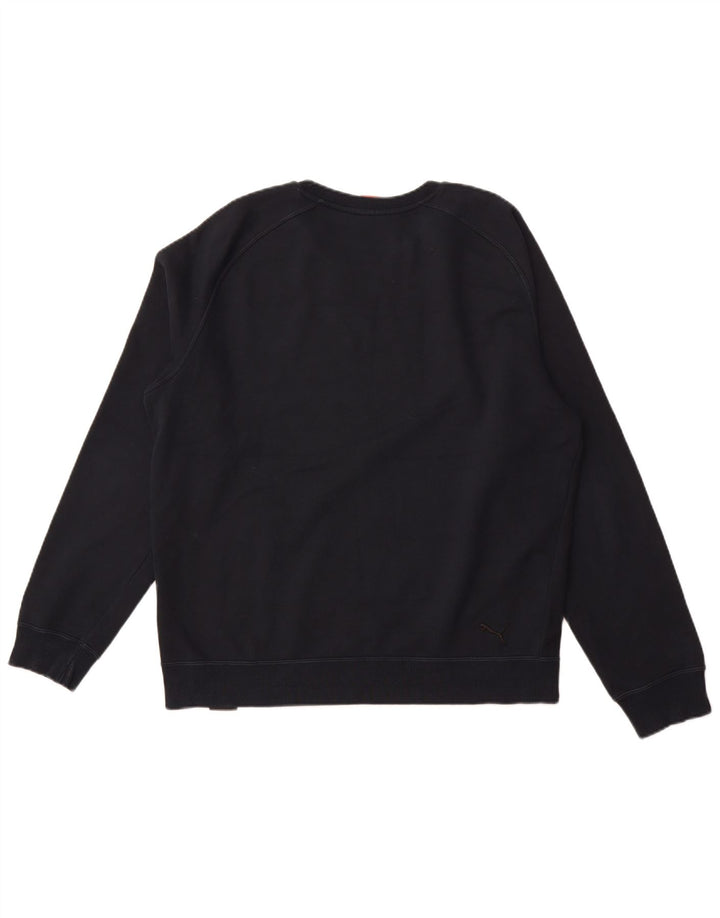 PUMA Felpa con grafica da uomo Maglione grande in cotone blu navy