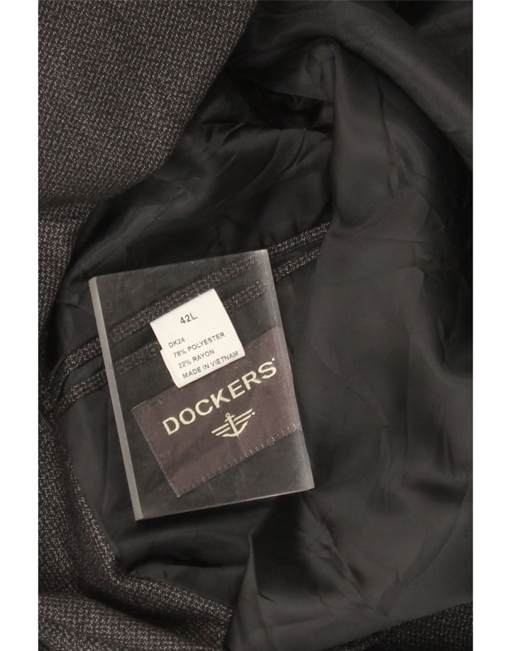 DOCKERS Giacca blazer da uomo a 2 bottoni UK 42 XL Poliestere grigio