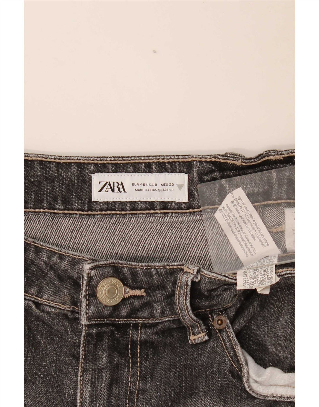 Jeans dritti da uomo Zara EU 40 medio W30 L32 cotone grigio