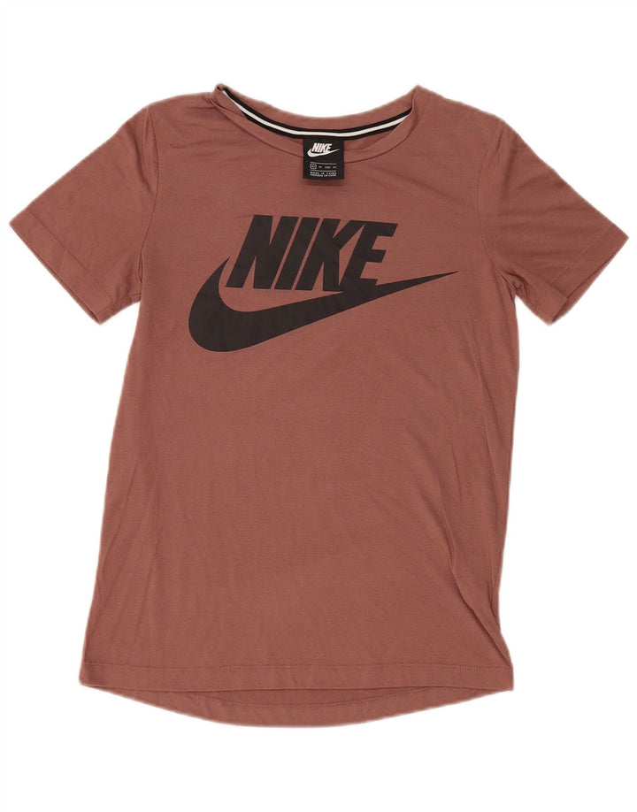 T-shirt grafica da donna Nike Top UK 6 XS poliestere marrone