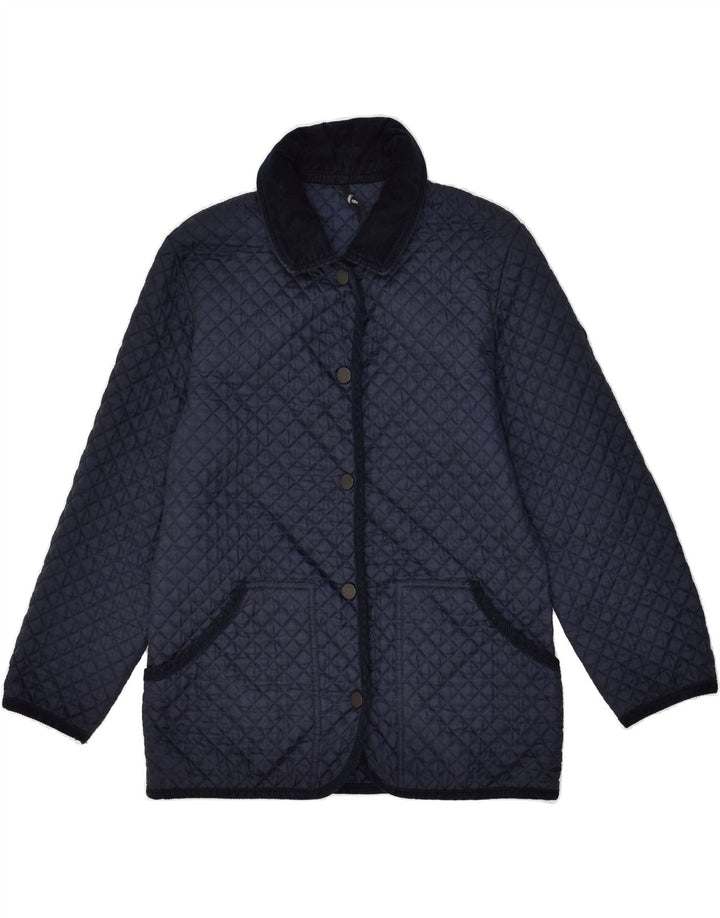 CHATEU BEAU CADRE Womens Quilted Jacket IT 40 Small Navy Blue Polyamide | Vintage Chateu Beau Cadre | Thrift | Second-Hand Chateu Beau Cadre | Used Clothing | Messina Hembry 