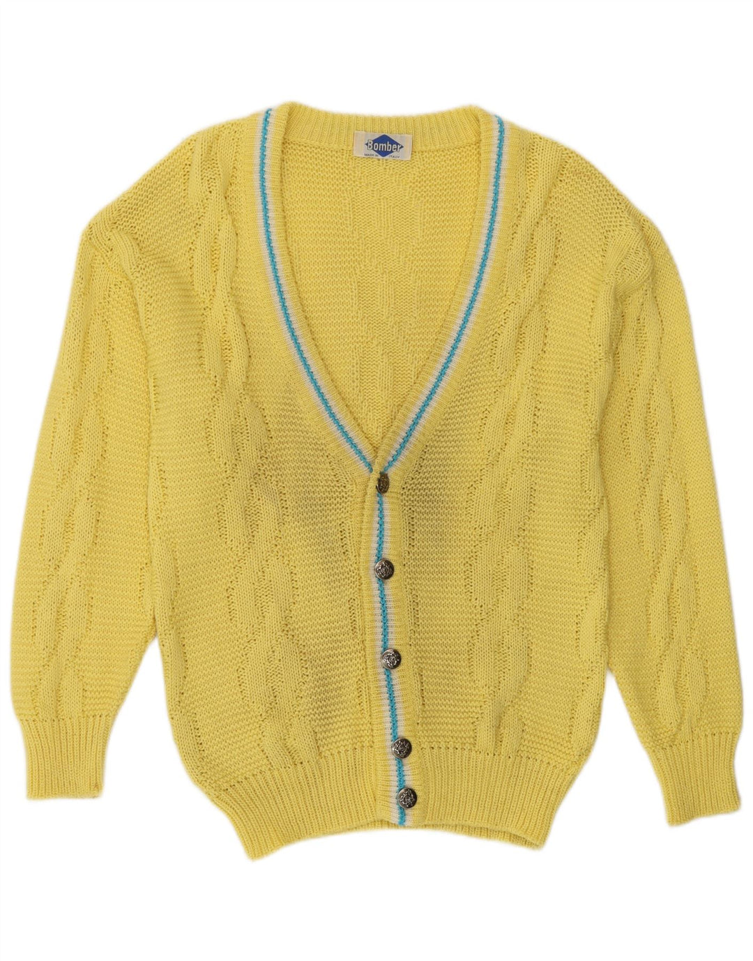 Maglione cardigan da uomo vintage giallo medio