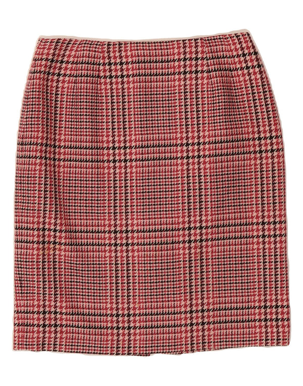 TALBOTS Womens Pencil Skirt US 10 Large W30 Red Houndstooth Wool