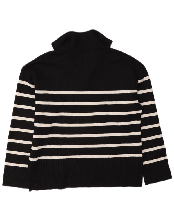 Maglione Zara da donna oversize con collo e zip UK 10 piccolo a righe nere