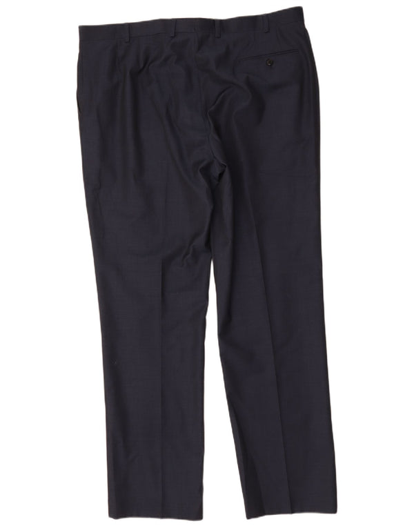 Pantaloni da abito dritti autografi da uomo Marks & Spencer W40 L33 blu navy