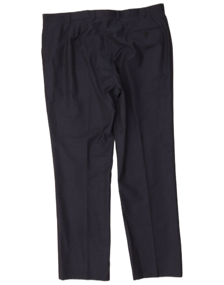 Pantaloni da abito dritti autografi da uomo Marks & Spencer W40 L33 blu navy