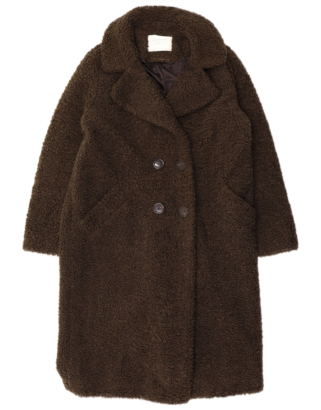 Cappotto Zara da donna con orsacchiotto UK 16 grande color cachi