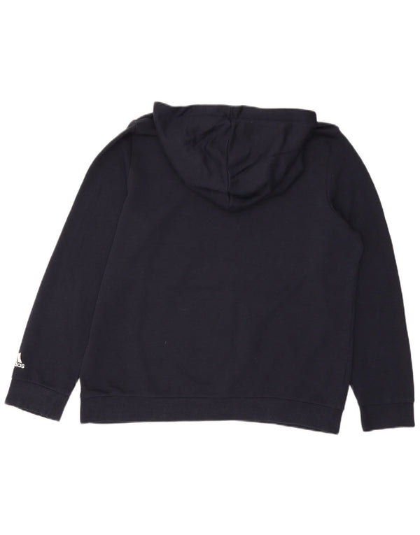 Felpa con cappuccio grafica da donna Adidas UK 20/22 XL cotone blu navy