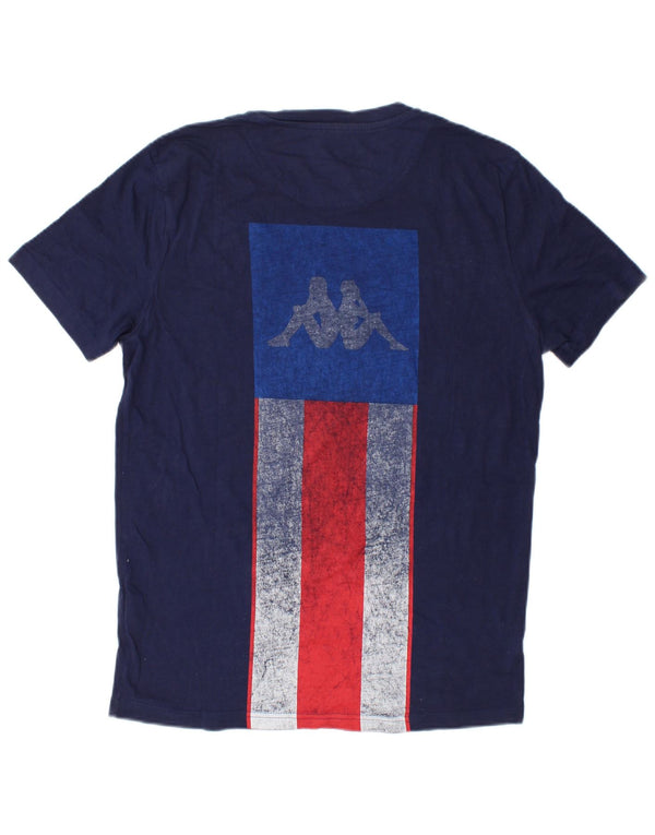 T-shirt grafica da uomo Kappa Top Large in cotone color block blu navy