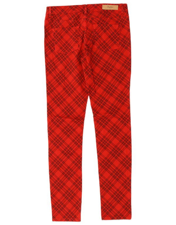 Pantaloni casual skinny Trafaluc da donna ZARA EU 38 Small W28 L29 quadri rossi
