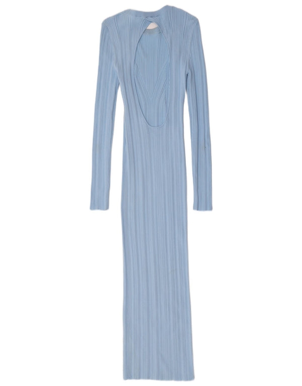 Abito maglione a maniche lunghe maxi da donna Zara UK 12 Nylon blu medio